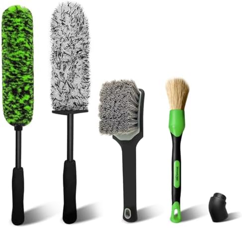 YeewayVeh 4PCS Car Wheel Cleaning Kit, 360° Bendable Rim Brush, Green/White by YeewayVeh