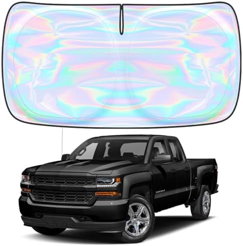 for Chevrolet Silverado 1500 2019-2026 Windshield Sun Shade - Custom Fit Chevrolet Silverado 4 Layers Sunshade Foldable Front Window Sunshade Sun Visor Protector Block UV Rays Keep Your Car Cooler by Unknown