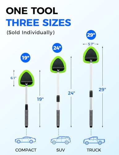 XINDELL Interior Windshield Cleaner Tool – Car Interior Window Cleaning Kit with Extendable Handle & 4 Microfiber Pads, Auto Wiper Inside Compact Windshield Brush for Car & Home Windows - Image 6
