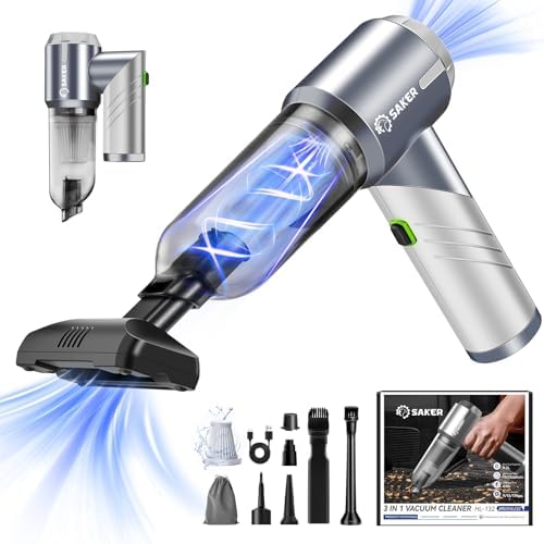 Saker Handheld Car Vacuum Portable Cordless17000Pa HL132 Silver by Saker