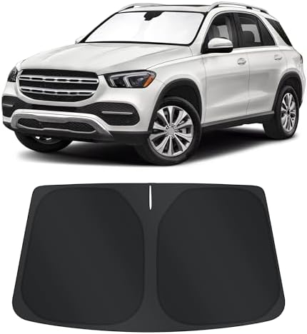 TINGLU Sun Shade for Mercedes GLE 350 450 2020-2024 2025 2026 Accessories Windshield Sun Shade Window Shade UV Rays Protection Sun Visor Cover with Steering Wheel Sunshade Storage Bag by TINGLU