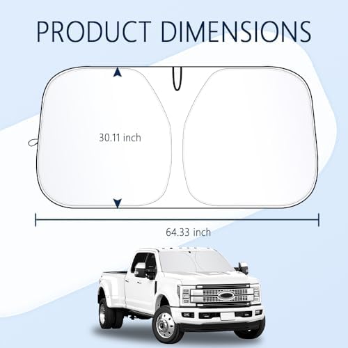 300T Thickened Automotive Glass Sunshade and Comes with Storage Bag,Keep Car Interior Cool,Windshield Sun Shade Compatible with Ford F250 Super Duty/F350 Super Duty/F450/F550 - Image 2