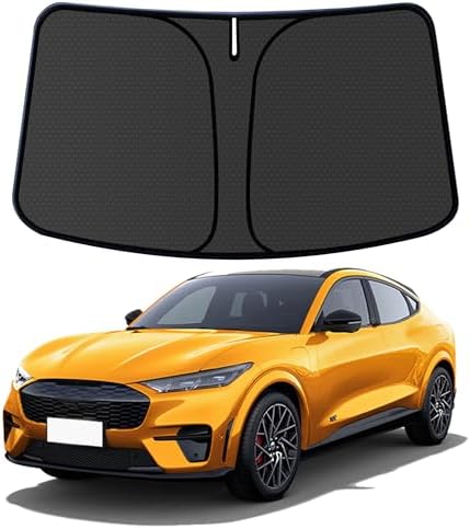 Mustang Mach-E Customized Windshield Sun Shade for 2021-2025 2026 Mustang Mach-E (NOT for Mustang) Front Window Sunshade Visor Protector Foldable Blocks UV Rays Keep Car Cooler Accessories by aatoppus