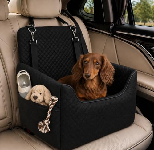 ALL GOOD PET SUPPLIES Dog Car Seat for Small/Medium Dogs Under 35lbs | Soft Memory Foam Booster Car Seat with Detachable Washable Cover and Elevated Cushion, Puppy Dog Car Bed by AllGood