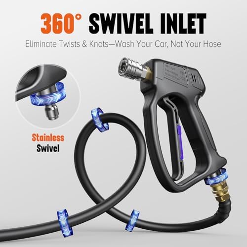 Short Pressure Washer Gun with 360°Swivel, 4000 PIS Power Washer Gun - Image 2