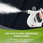 Phueut Pressurized Handheld Multi-Surface Natural Steam Cleaner with 12 pcs Accessories, Multi-Purpose Steamer for Home Use, Steamer for Cleaning Floor, Upholstery, Grout and Car (Grey) - Image 2