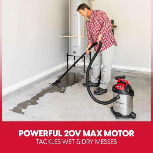 Vacmaster DVOM204S 1101 4-Gal 20V Cordless Stainless-Steel Wet/Dry Vac Red - Image 4