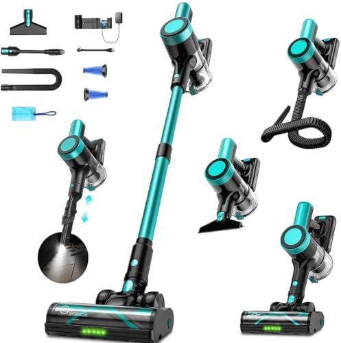 Cordless Vacuum Cleaner, 500W 55KPa 10-in-1 Self-Standing Stick Vacuum with Smart LED Display, Vacuum Cleaners for Home, Pet Hair, Carpet, Hard Floors and Car by OUYFHK