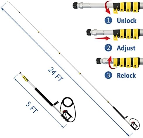 JANZ 24 FT Pressure Washer Telescoping Wand with 3 Extension Wands - Image 3
