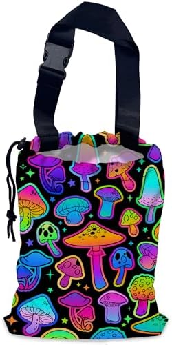 Bright Mushrooms Car Garbage Bag,Colorful Mushroom Waterproof Small Car Trash Bag Hanging Back of Seat,Drawstring Hanging Car Trash Bag with Adjustable Buckle for Car Accessories by NHNXHWIA