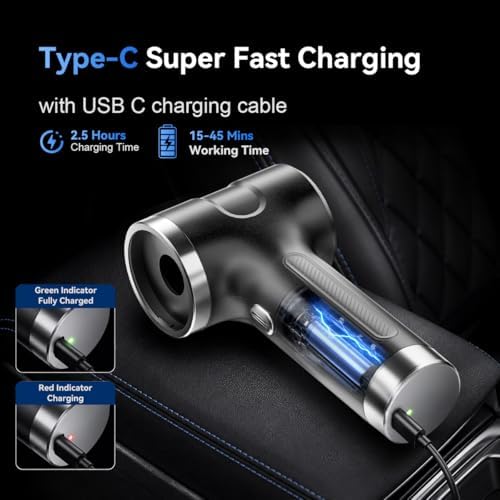 Handheld Cordless Vacuum Cleaner,8000PA Portable Car Vacuum,4000mAh Rechargeable Battery,4 Modes,3 Filters,7-in-1 Kit for Home Office Car Pet, Gray - Image 2