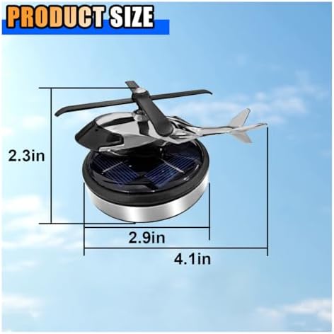 KITUREK Helicopter Solar Rotating Car Air Fresheners for Home Office Silver - Image 2