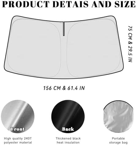 Car Windshield Sun Shade for Dodge 2010-2025 2026 RAM 2500 3500 Accessories (OEM Design) Reflective Foldable Heat Insulation Sunshade for Ultimate Protection - Image 5