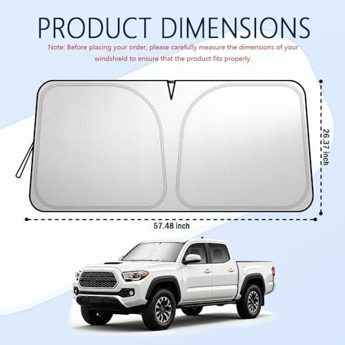 Car Windshield Sun Shade Foldable,2026 Upgraded Car Shade Front Windshield Compatible with Toyota 2016-2026 Tacoma,Sunshade for Cars Windshields with Storage Bag - Image 2