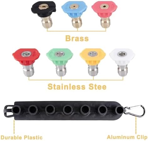 Pressure Washer Pivoting Coupler Kit - 240 Degree Rotation, Includes Gutter Cleaner Attachment, 7 Spray Nozzle Tips with Holder,1/4" Quick Connect - 4500 PSI - Image 5