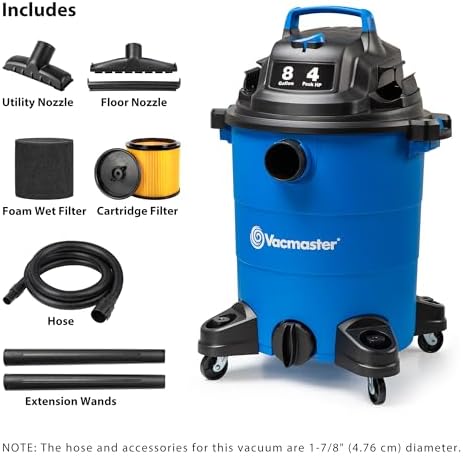 Vacmaster VOC809PF 8-Gal 4 Peak HP Utility Wet/Dry Vacuum Blue - Image 2