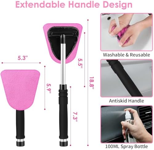 17pcs Car Cleaning Kit, Pink Car Interior Detailing Kit with High Power Handheld Vacuum, Detailing Brush Set, Windshield Cleaner, Cleaning Gel, Complete Auto Accessories for Women Gift - Image 4