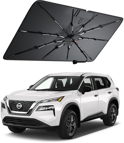 Windshield Sun Shade for Nissan Pathfinder 2000–2026, Foldable Umbrella Sunshade with 100% UV Block, Multi-Layer Heat Insulation, Reinforced 10-Rib Frame, Keeps Car Cooler Summer Car Accessory by Amadaw