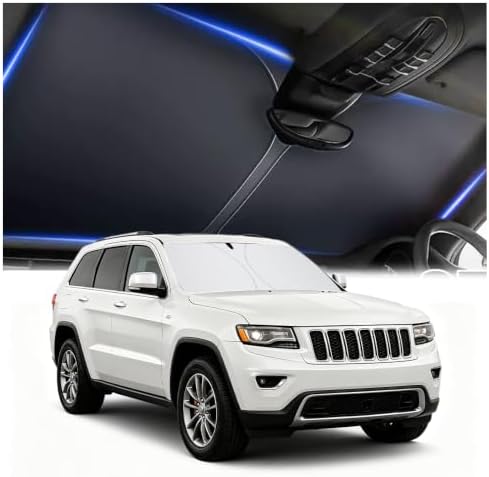 Car Windshield Sun Shade,Foldable Sun Shade for Car Windshield with Storage Bag Compatible with Jeep Grand Cherokee 2011-2026,Oxford Cloth Cars Suns Shades Keep Interior Cool by Aokdom