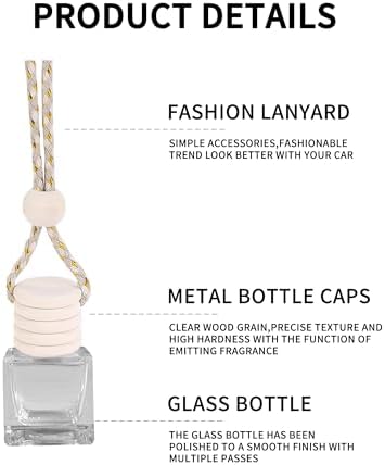 5 Pack 8 ml Empty Hanging Car Diffuser Bottles, Square - Image 4