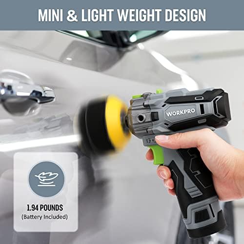 WORKPRO 12V Cordless Mini Polisher Kit, 3" Buffer & Sander - Image 3