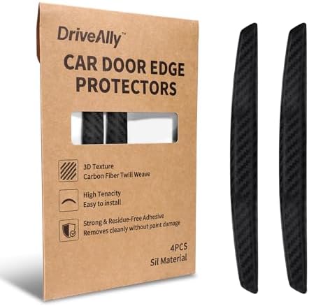 6 Inch 4Pcs 3D Carbon Fiber Texture Car Door Edge Protector Trim Strip Anti-Scratch and Anti-Collision Side Door Protectors Vehicle Exterior Accessories Sticker Black by Unknown