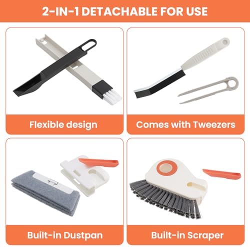 12pcs Window Track Cleaner Tool Set, Window Sill & Groove Cleaning Brushes with Hard Bristle Crevice Brush and Debris Pliers for Sliding Door Rails, Shower Door Tracks, Kitchen & Bathroom Gaps - Image 6