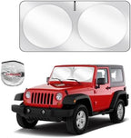 for 2018-2026 Jeep Wrangler - Premium Sunshade for Wrangler JL JLU & 2020-2026 Jeep Gladiator, Front Windshield Sun Shade Blocks UV Rays Foldable Visor with Storage Pouch by ChiranoBestValuableStuffs
