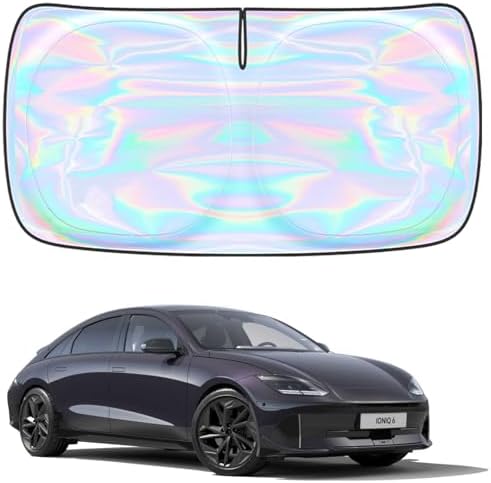 Windshield Sun Shade for Hyundai Ioniq 6 2023 2024 2025 2026-4 Layers Sunshade Compatible with Hyundai Ioniq 6 Foldable Front Window Sunshade Sun Visor Protector Block UV Rays Keep Your Car Cooler by Unknown