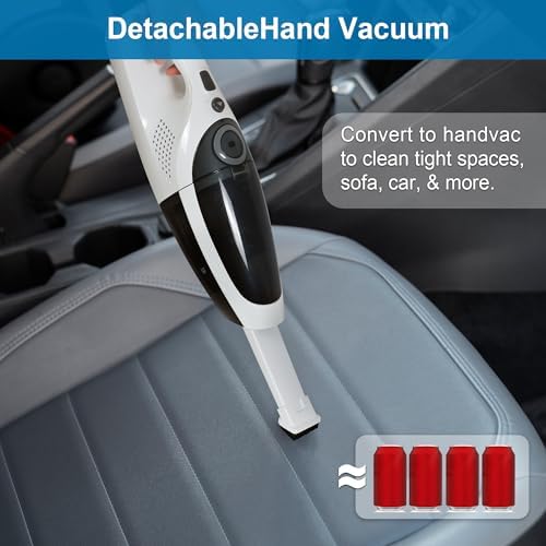 Intercleaner 2 in 1 Handheld & Stick Cordless Vacuum Cleaner, 2-Speed Powerful Suction Lightweight with LED Bagless Stick Vac with Handheld, for Hardwood Floor Carpet Car Pet Hair, Ultra Quiet - Image 6
