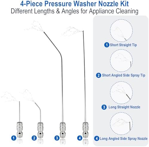 Pressure Washer Needle Nozzle Kit,4 Pack Stainless Steel Flush Wand Tips - Image 6
