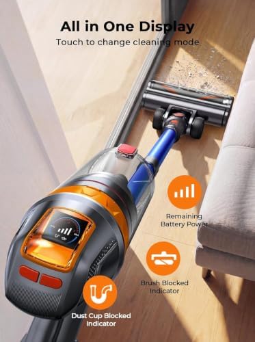 Cordless Vacuum Cleaner, 650W 55KPA 70Min(Eco) with Extra Mattress Cleaning Tool, Stick Vacuum Cleaners for Home, Wall Mount Charging, Self-Standing, Stick Cordless Vacuum for Floor Pet Hair Carpet - Image 5