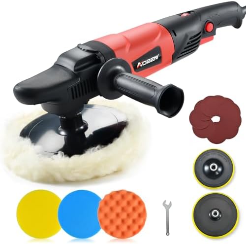 AOBEN Rotary Buffer Polisher,1200W 6-inch/ 7-inch Car Buffer,Car Polisher Waxer Kit with 6 Variable Speed 1000-3500RPM & 4 Polishing Pads,Detachable Handle for Boat,Car Polishing and Waxing by AOBEN