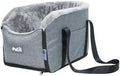 Pet Car Center Console Elevated Armrest Car Seat for Small Puppy, Dogs & Cats (Up to 10 lbs) – Dark Gray Washable Plush Carrier with Safety Leash, Fits Front Vehicle Console Space (Grey) by PET+FANG+FANG