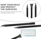 Crevice Cleaning Tool, 9 PCS Carbon Fiber Plastic Scraper Tool Car Detailing Brush Set Non-scratch Multi-purpose Scraper for Clean Small Narrow Spaces and Gaps, Remove Stickers Labels Oil Stains Dirt - Image 2