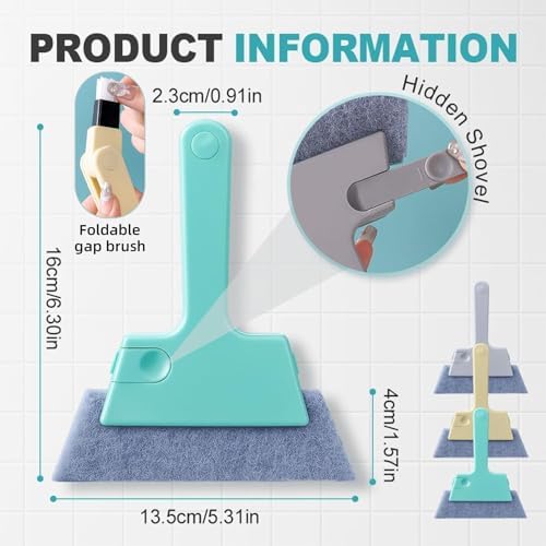 Window Track Cleaner, 4-in-1 Crevice Cleaning Brush (with Bristle Brush, Gap Dustpan, Scraper), Handheld Window Sill Cleaner Tool, Window Track Cleaning Tools for Sliding Door, Home Cleaning (3 Pack) - Image 2