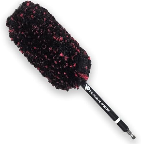 Wheel Woolie Drill Powered Wheel Cleaning Brush – 12“ Rim Brush Drill Attachment, Brake Dust Cleaner, Alloy Wheel & Spoke Cleaning Tool, No-Scratch Car Detailing Brush w/Hex Control Grip | Made in USA by BraunBrush