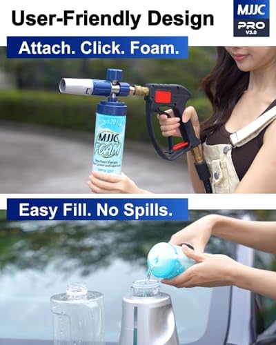MJJC PRO V3.0 Ultimate Foam Cannon for Pressure Washers – Professional Car Wash Accessory Kit with Thick Foam, Stainless Steel, 44 fl oz Bottle (Pro V3.0 (1/4" Quick Connector) + SOAP Sample) - Image 5