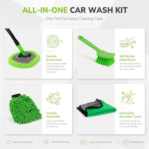 IVYROLL Car Wash Brush Kit, Long Handle, Microfiber Wash Mop, 15° Angled - Image 3