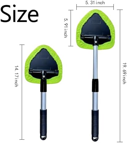 Microfiber Car Windshield Cleaning Tool with Extendable Handle,Car Defogging Glass Cleaning Brush with 4 Reusable Microfiber Pads 1 Spray Bottle and 1 Car Dust Removal Brush. (Green) - Image 2