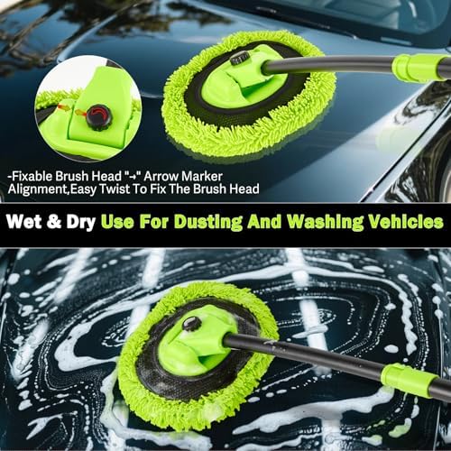 Car Wash Brush with Long Handle - Extendable Car Wash Mop & Sponge - Image 4