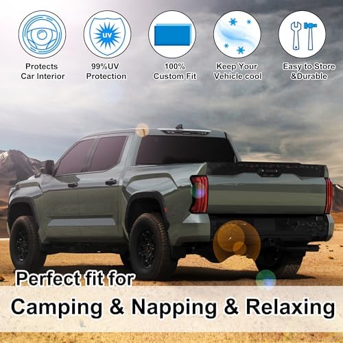 TINGLU Window Shades for Toyota Tundra 2022-2025 2026 Accessories Car Side Full Windows Rear Windshield Sun Shade Sun UV Rays & Privacy Protection for Camping,Napping&Relaxing 6PCS - Image 6