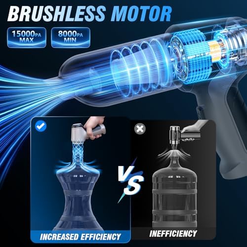 Car Vacuum Cleaner, 15000Pa Handheld Cordless Rechargeable Vacuum, 120W High Power Portable Mini Vacuum for Car, Pet, Home, Office Cleaning, Washable HEPA Filter, Multi-Nozzles - Image 2