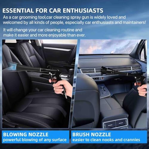 Car Cleaning Gun,High Pressure Air Blow Gun,Fast Interior Dryer Car Detailing Kit,Car Detailing Tools for Quickly Blowing Dust and Dirt Away Working with Compressed Air(2 MORE REPLACEMENT BRUSH HEADS) - Image 6
