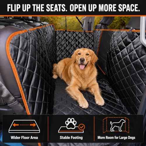 Dog Seat Cover for Trucks with Flip-Up Rear Seats, Full-Coverage Floor Hammock for Large Dogs, Waterproof Nylon Oxford Protector for Full-Size Crew Cab F-150, Silverado, Sierra and Ram - Image 3