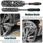 8Pcs Wheel Brush, Tire Brush, Wheel Cleaner Brush Set - 2 Soft Wheel Cleaning Brushes, Detailing Brush & Hard Tire Scrubber, Flexible and Durable Rim Cleaning Brush Kit for Wheels and Tires - Image 3