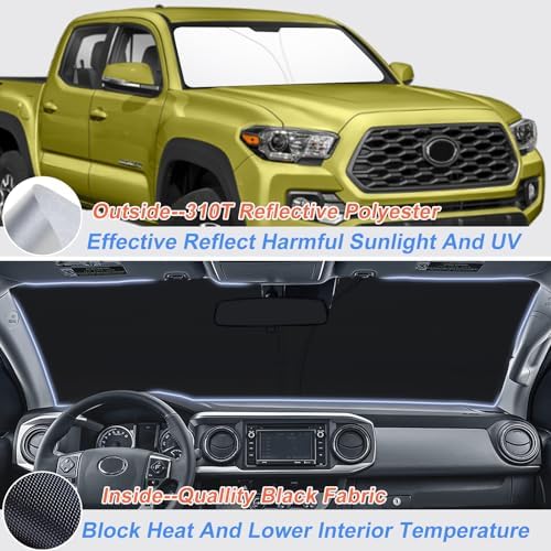 Windshield Sunshade Compatible with Toyota Tacoma 2016-2021 2022 2023 Accessories 310T Thickened Blocks UV Rays Sun Visor Protector Folding Front Window Sun Shade Cover - Image 2