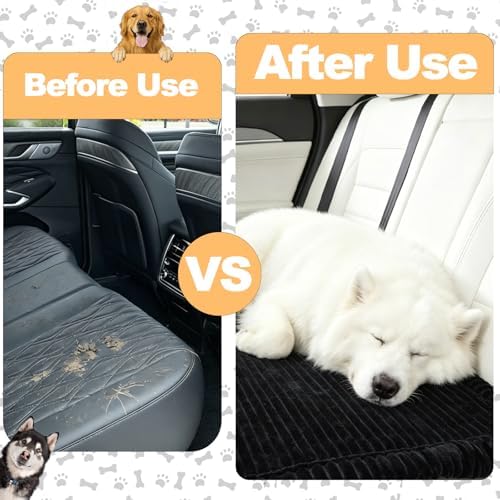 Non-Slip Dog Car Seat Cover for Back Seat, Washable Dog Bed for Car | Black Flannel Pet Bed Mat, Waterproof Bottom, Seat Protector for Cars, Fits Backseat Extenders&Hard Bottom Dog Car Seat Cover - Image 2