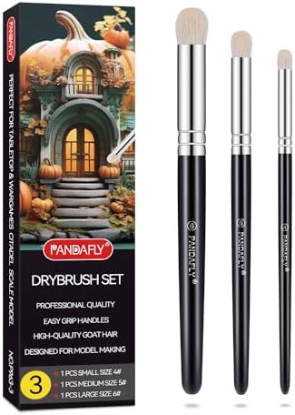 PANDAFLY Drybrush Set, 3 Sizes Hobby Detail Paint Brush Set by PANDAFLYArtSupplies