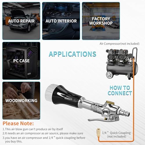 GOCCIDA Mini Tornado Air Blow Gun with Detachable Brush Car Cleaning Kit - Image 4
